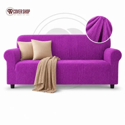 Purple - Premium Honeycomb Stretch Sofa Cover | High Stretch Washable Sofa Cover | 99 Cover Shop