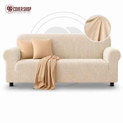 Off White - Premium Honeycomb Stretch Sofa Cover | High Stretch Washable Sofa Cover | 99 Cover Shop