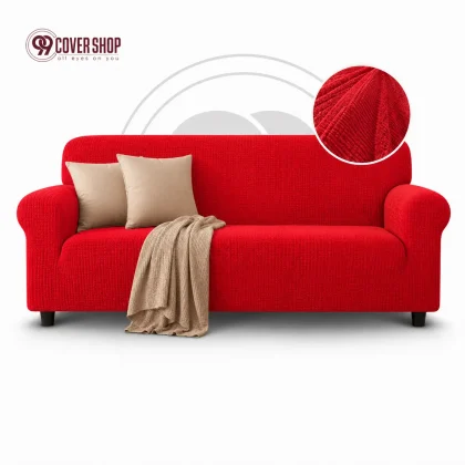 Red - Premium Honeycomb Stretch Sofa Cover | High Stretch Washable Sofa Cover | 99 Cover Shop