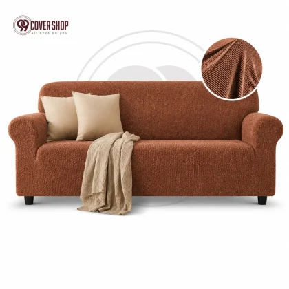 Coffee - Premium Honeycomb Stretch Sofa Cover | High Stretch Washable Sofa Cover | 99 Cover Shop