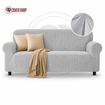 Silver - Premium Honeycomb Stretch Sofa Cover | High Stretch Washable Sofa Cover | 99 Cover Shop