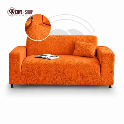 Fujian Jacquard Sofa Cover | Leaf - Orange