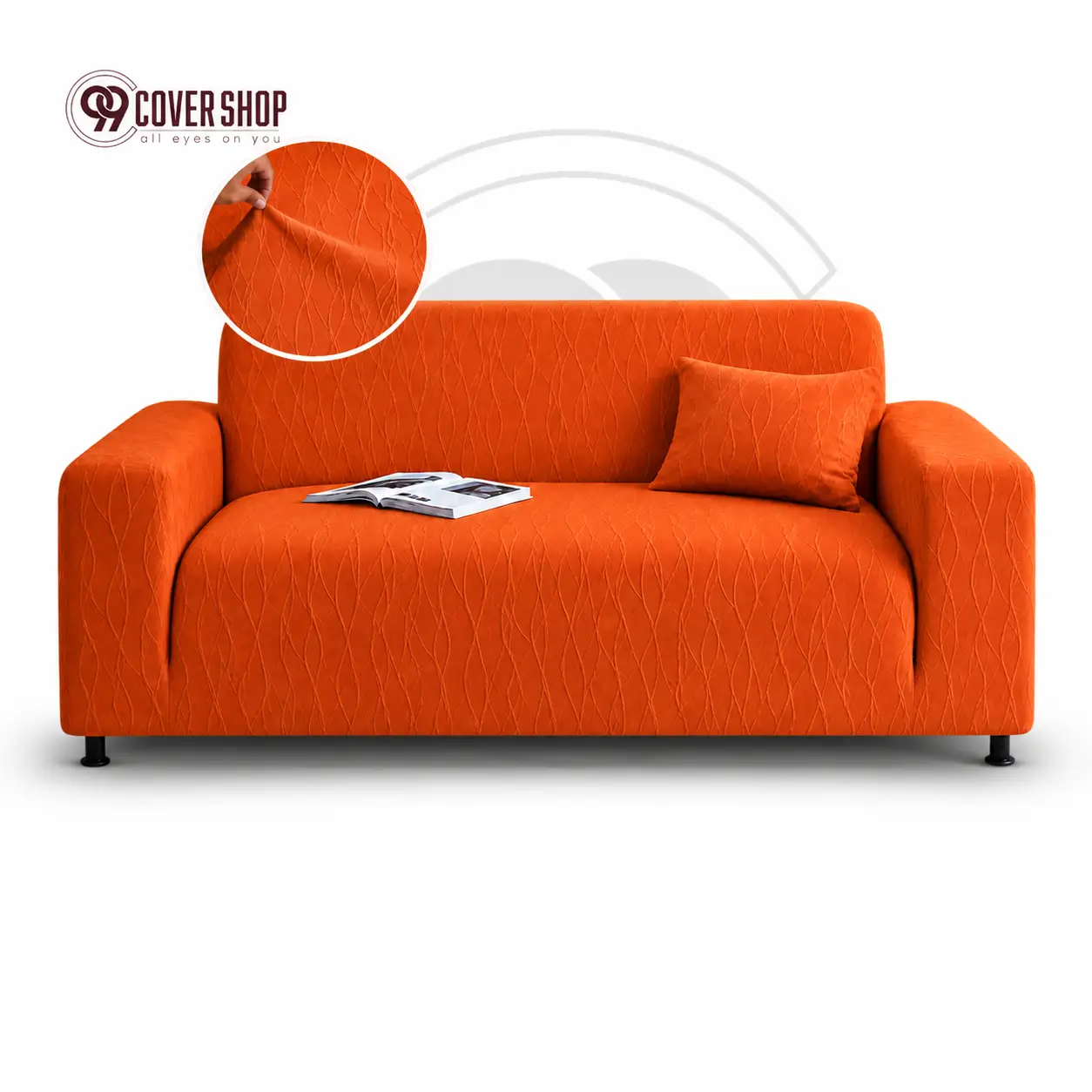 Fujian Jacquard Sofa Cover | Wave - Orange