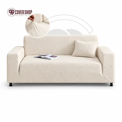 Fujian Jacquard Sofa Cover | Wave - Off White