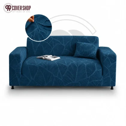 Fujian Jacquard Sofa Cover | Leaf - Sea Green
