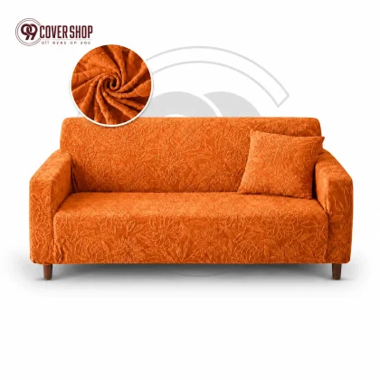 Fujian Jacquard Sofa Cover | Flowers - Orange