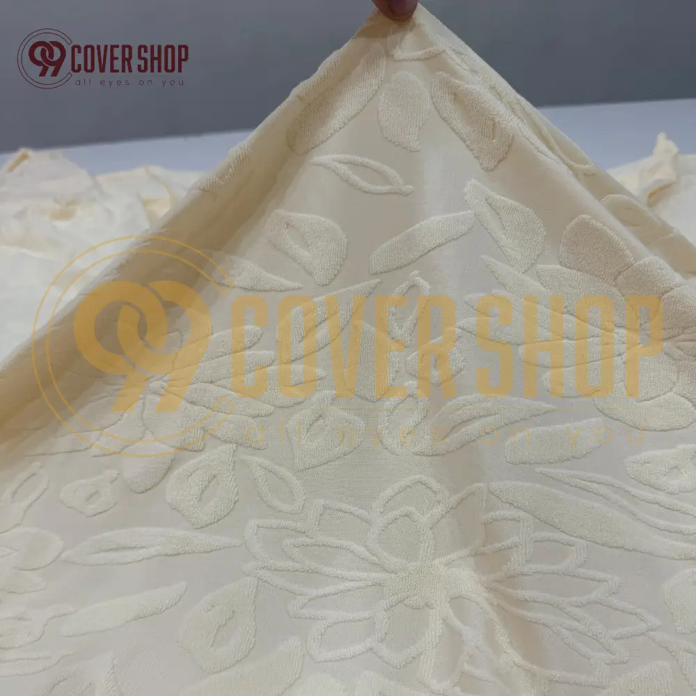 Fujian Jacquard Sofa Cover | Flowers - Off White - Image 2