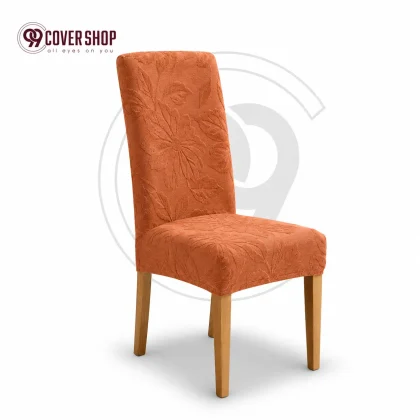 Fujian Jacquard Dining Chair Cover | Flower - Orange