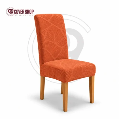Fujian Jacquard Dining Chair Cover | Leaf - Orange