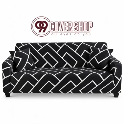 Black Box Design Print Sofa Cover Look Modern | 990130